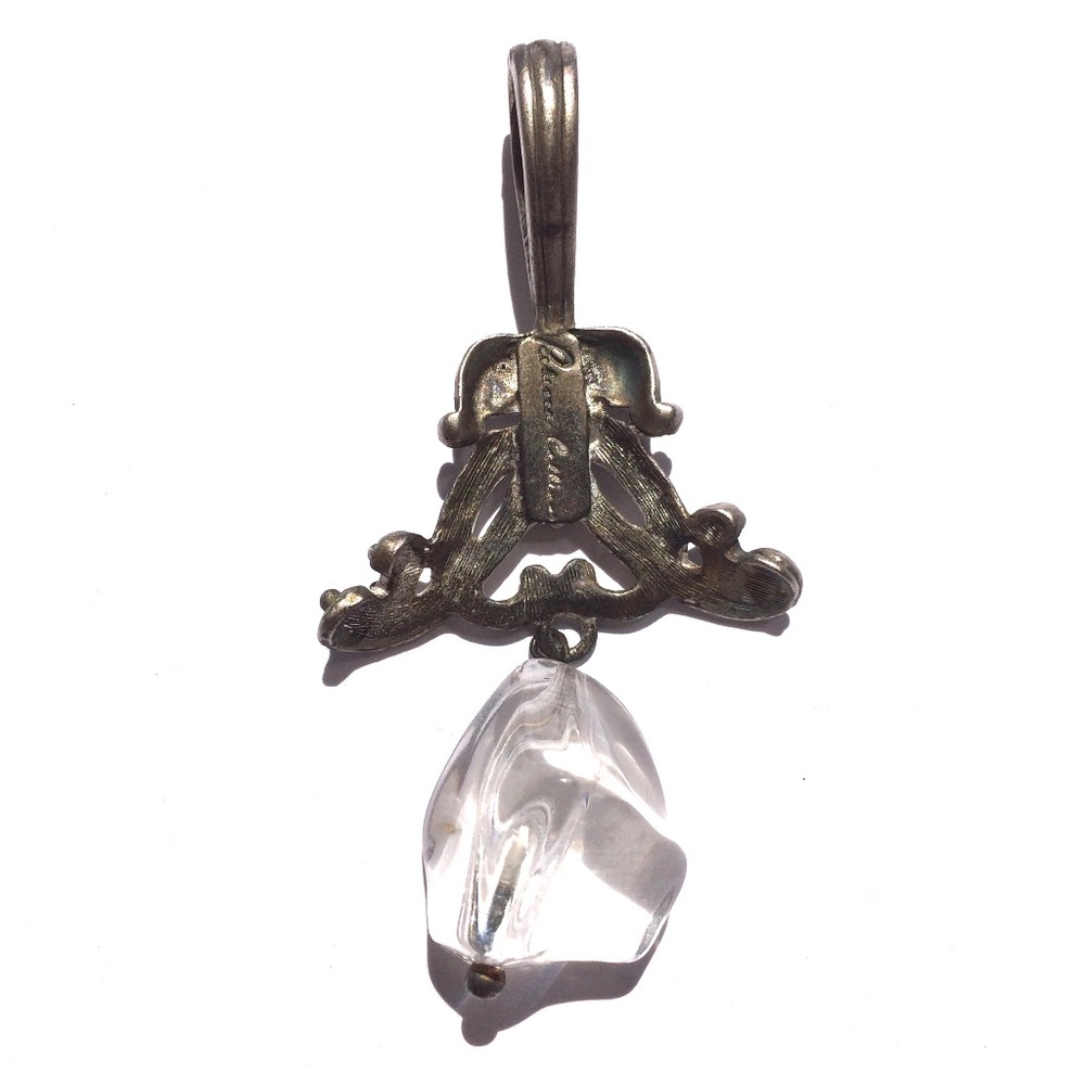 Rebecca Collins silver tone pendant clear drop Regencycore vintage - Picture 5 of 6